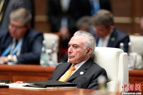 资料图：巴西前总统特梅尔出席。/p中新社记者 盛佳鹏 摄